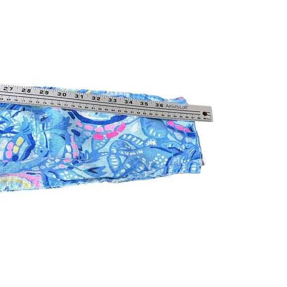 Lilly Pulitzer Aden Pants Women’s Large Blue Peri Pinch Pinch Linen Drawstring - Picture 8 of 8